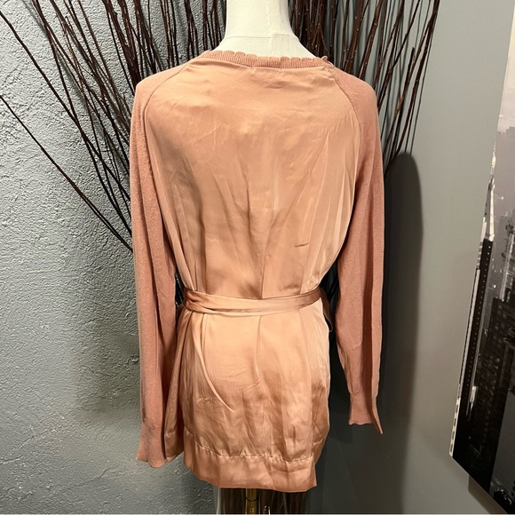 🌸NWT ELLE BLUSH PINK CARDIGAN SWEATER WITH SATIN BOW🌸 - Picture 5 of 8